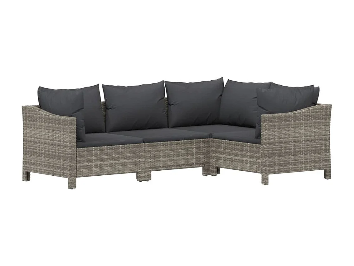 8-tlg. Garten-Sitzgruppe: Sofa + Tisch | Garten-Lounge-Set mit Kissen Grau Poly Rattan -GKD132221