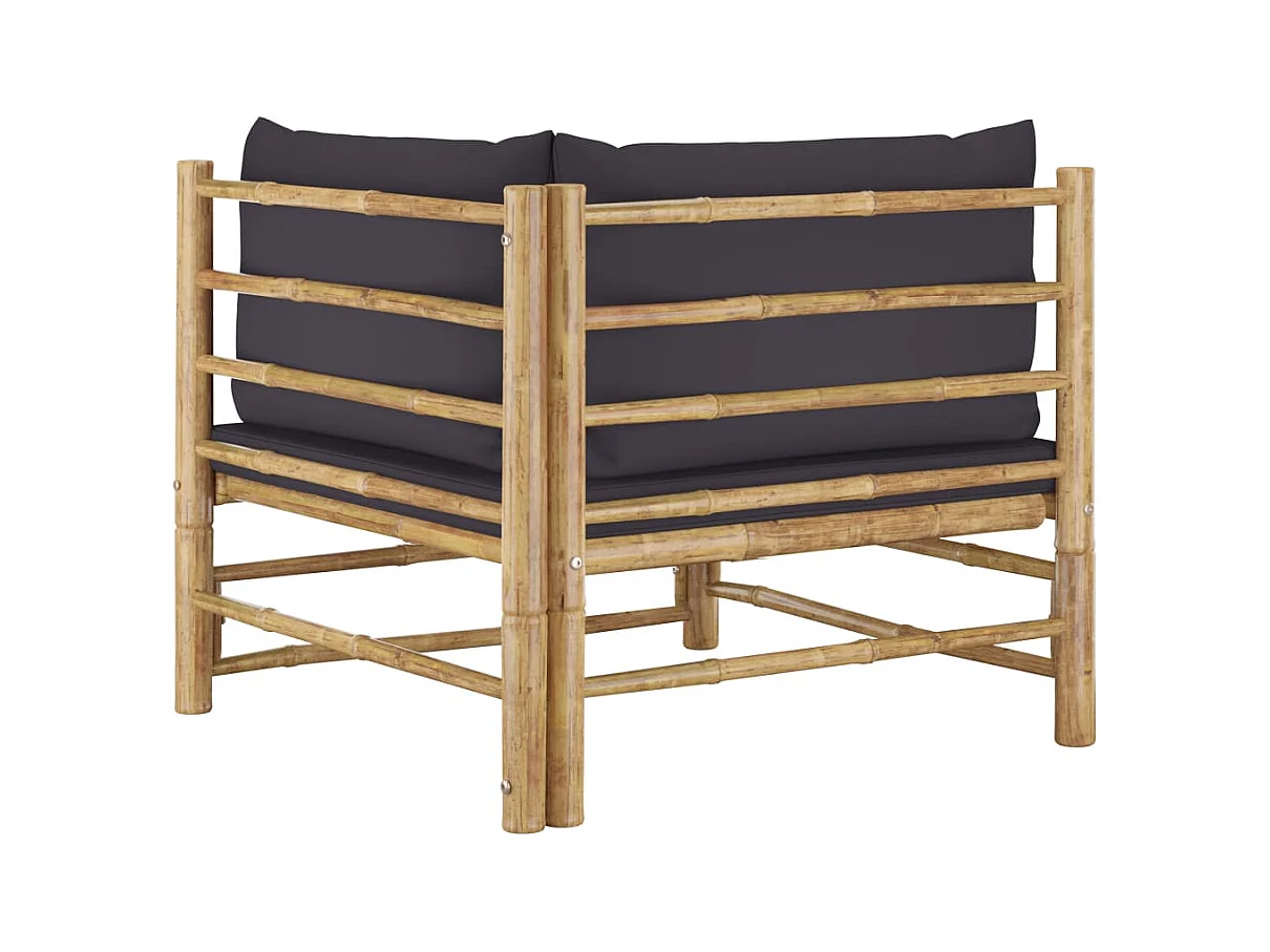 2-tlg. Garten-Sitzgruppe | Garten-Lounge-Set mit Dunkelgrauen Kissen Bambus -GKD519954
