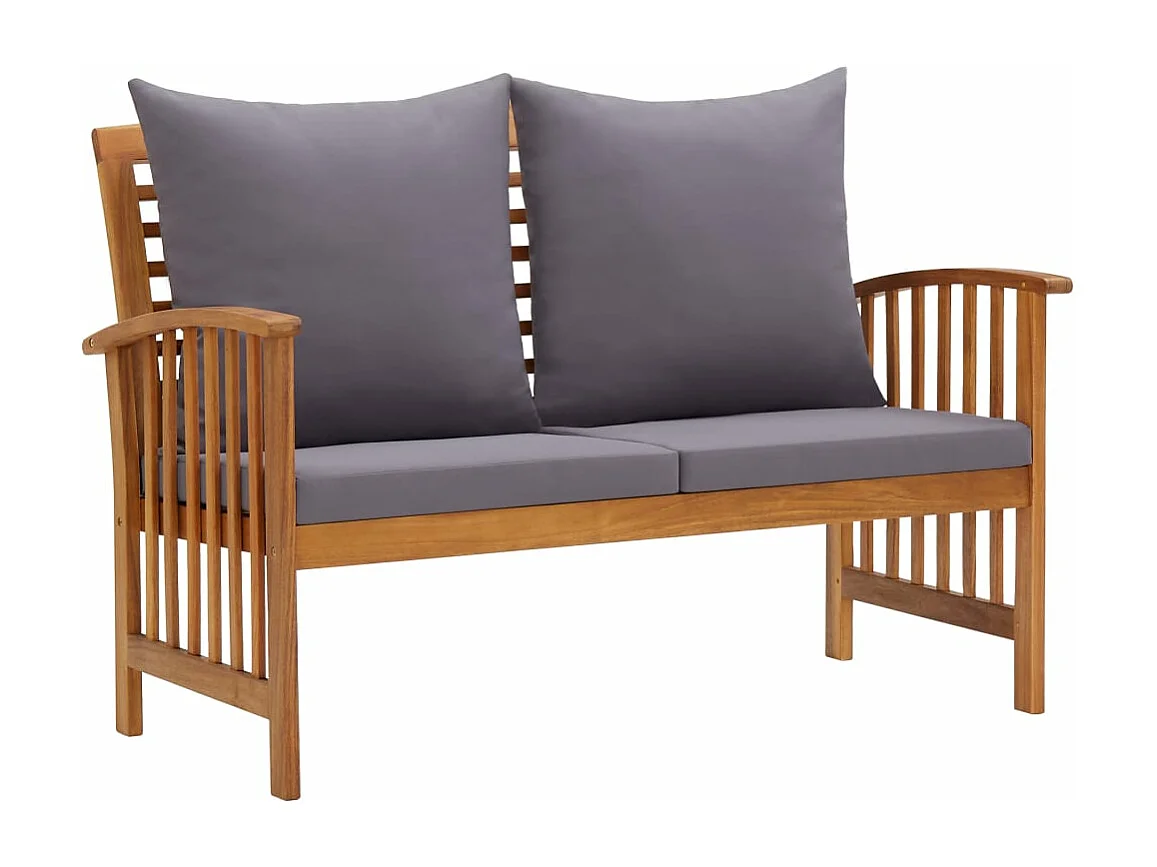 Salon de jardin 2 pcs avec coussins Bois d'acacia solide BE49690