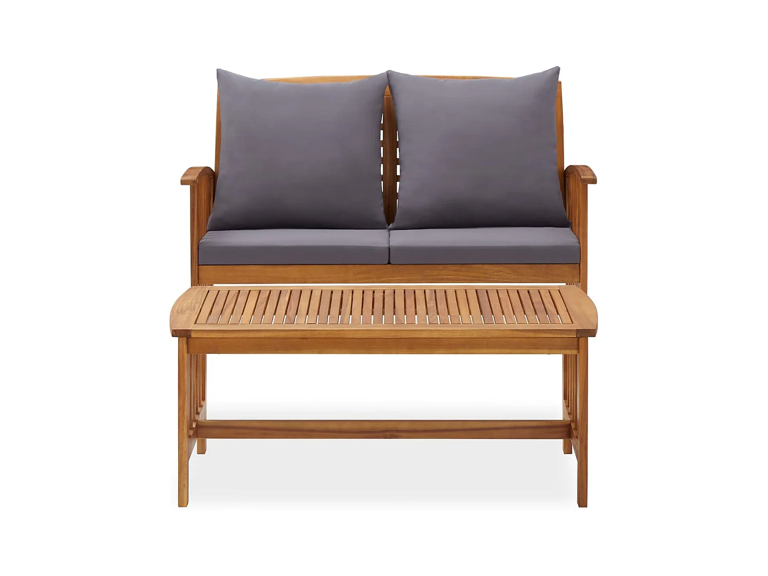 2-tlg. Garten-Sitzgruppe: Sofa + Tisch | Garten-Lounge-Set mit Kissen Massivholz Akazie -GKD563593