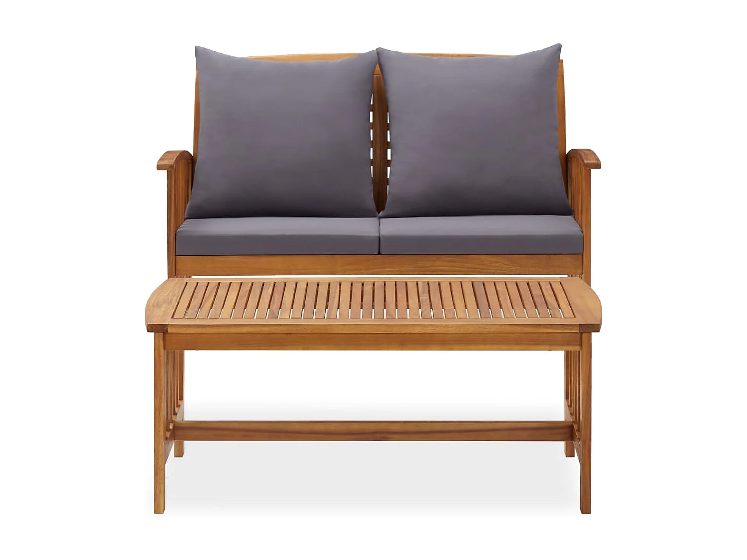 Salon de jardin 2 pcs avec coussins Bois d'acacia solide BE49690