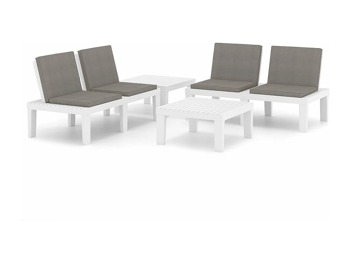 Salon de jardin 4 pcs avec coussins Plastique Blanc BE57295