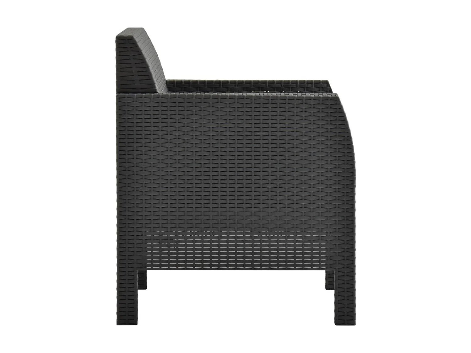 2 pcs conjunto lounge jardim com almofadões vime PP antracite PT97854