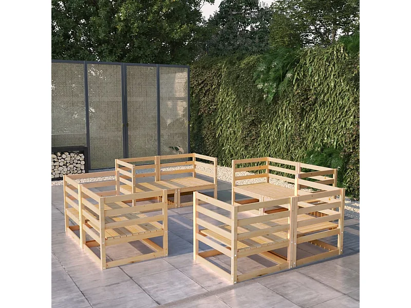8 pzas Salón de jardín madera maciza de pino ES20894