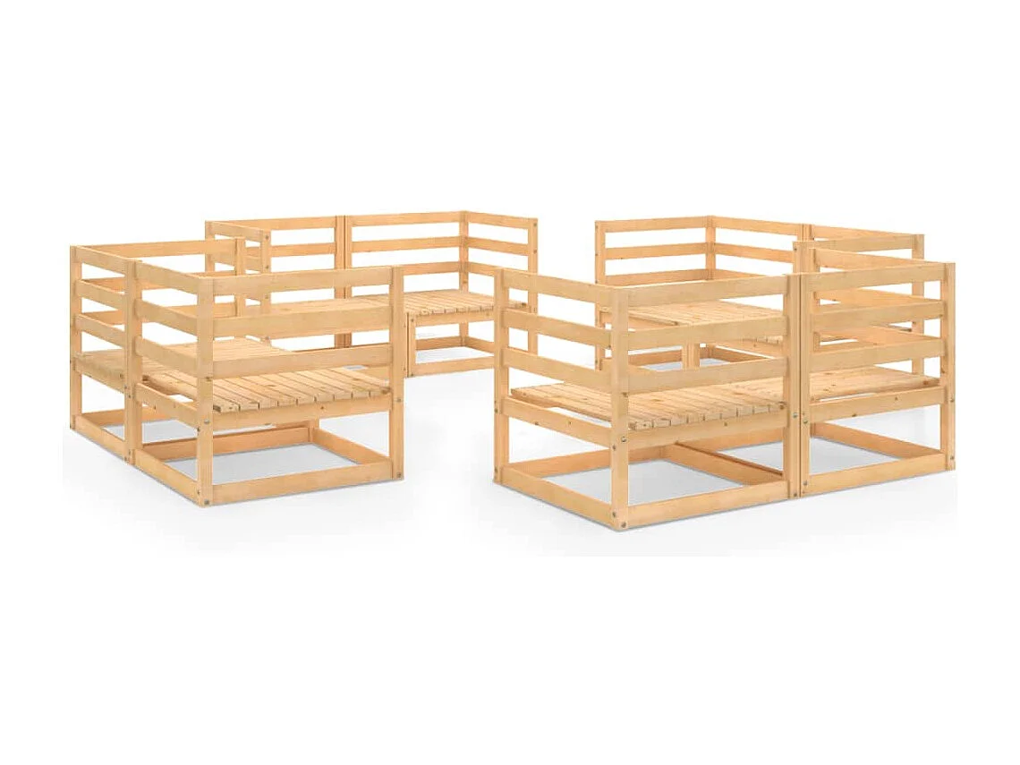 Salon de jardin 8 pcs bois de pin massif BE18013