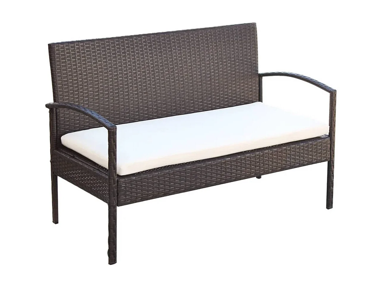 4-tlg. Garten-Sitzgruppe: Sofa + Tisch | Garten-Lounge-Set mit Auflagen Poly Rattan Braun -GKD861341