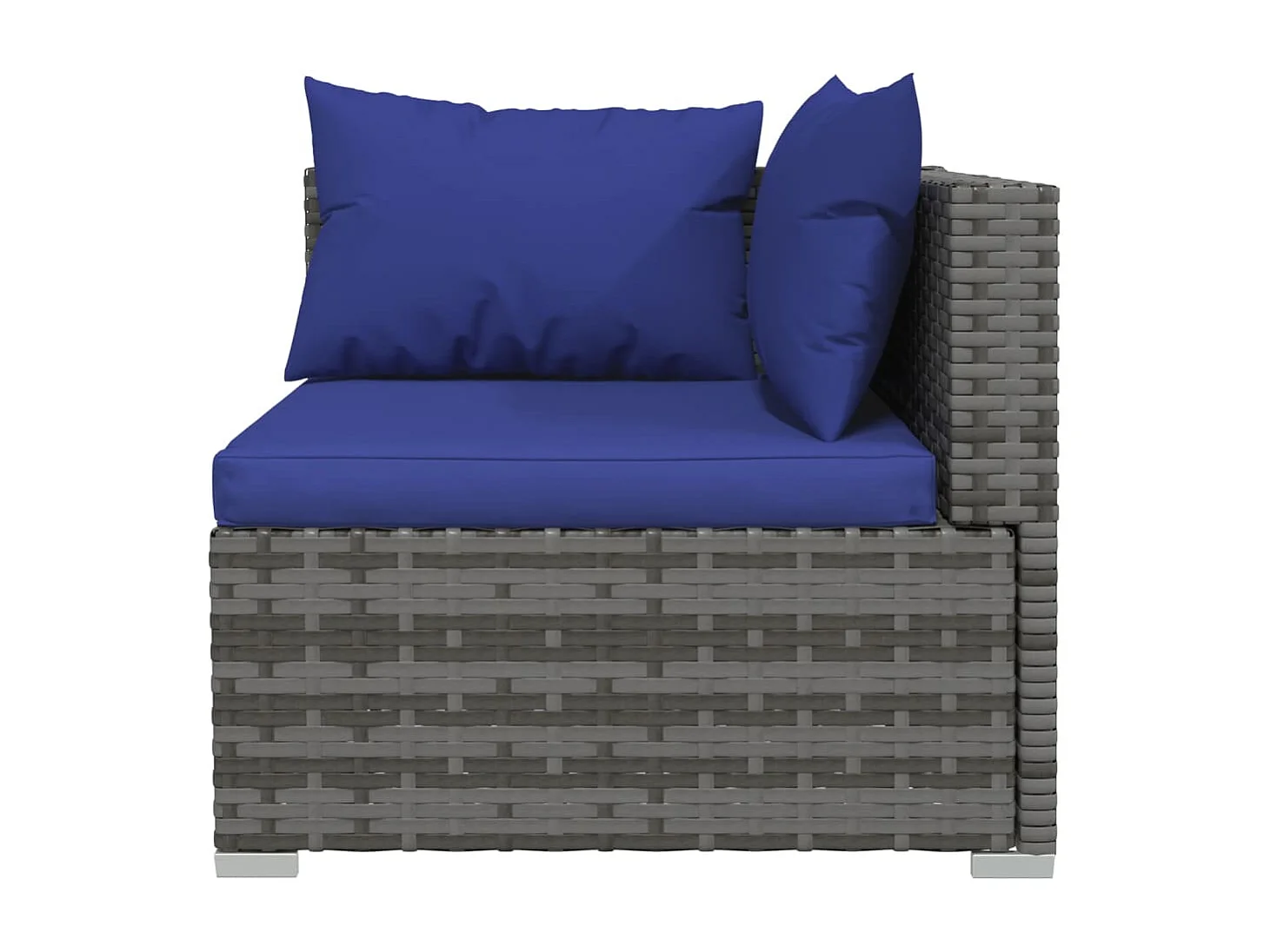 6 pcs conjunto lounge de jardim c/ almofadões vime PE cinzento PT12007