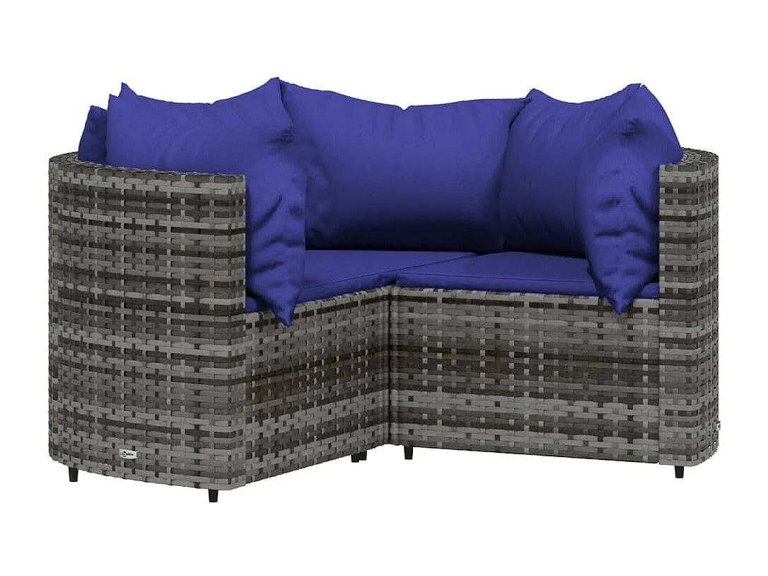 Salon de jardin 4 pcs avec coussins Gris Résine tressée BE13184