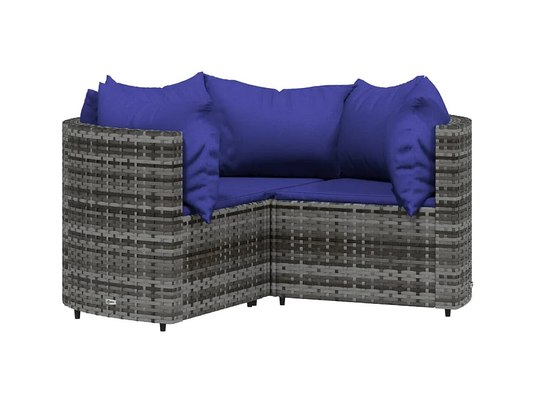Salon de jardin 4 pcs avec coussins Gris Résine tressée BE13184