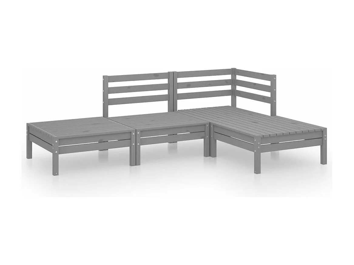 4-delige Loungeset massief grenenhout grijs NL78510