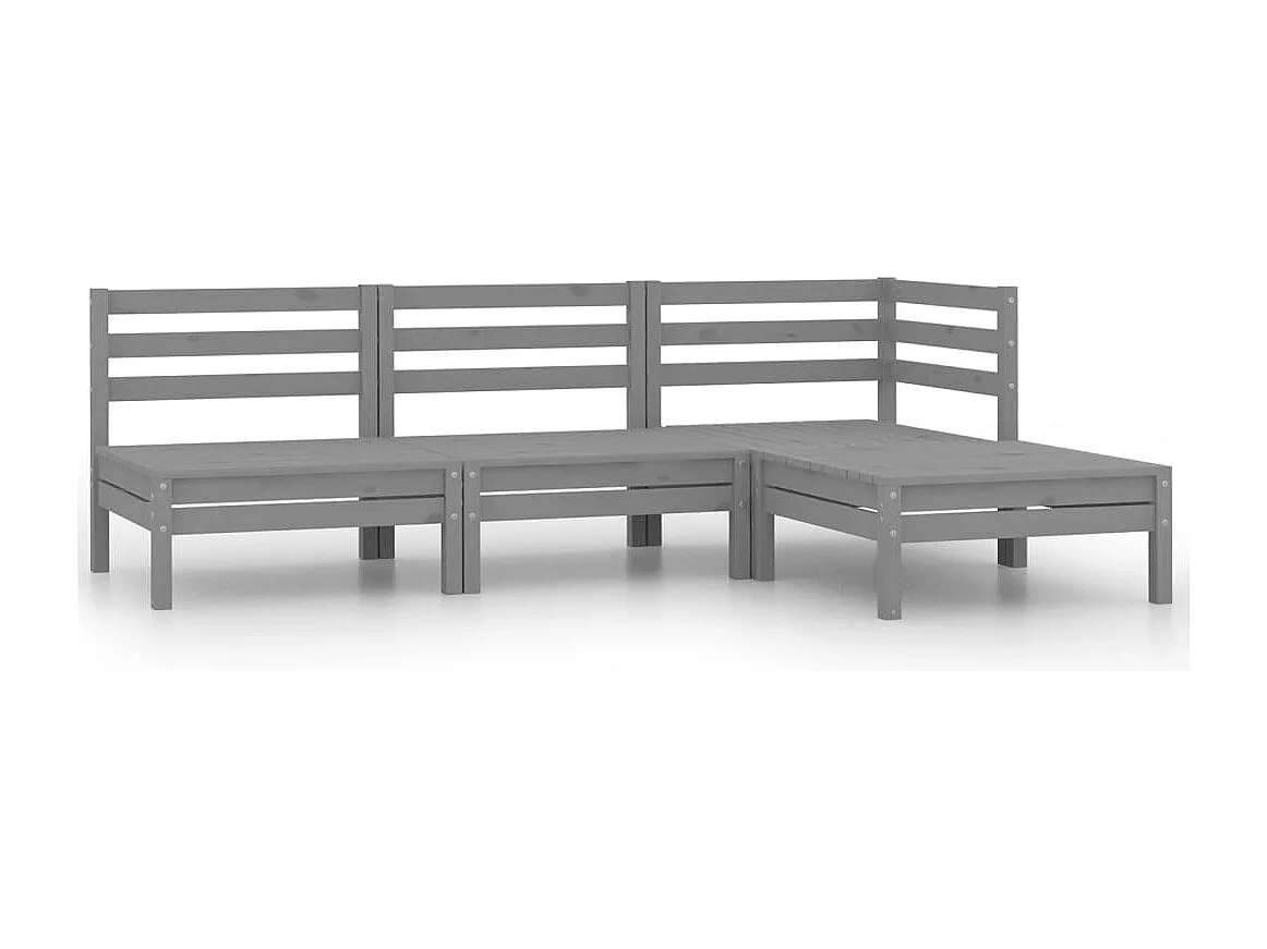 4-delige Loungeset massief grenenhout grijs NL81515