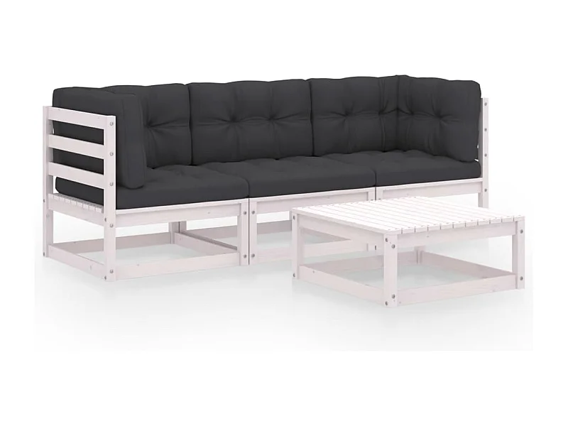 Salon de jardin 4 pcs avec coussins Bois de pin massif BE62266