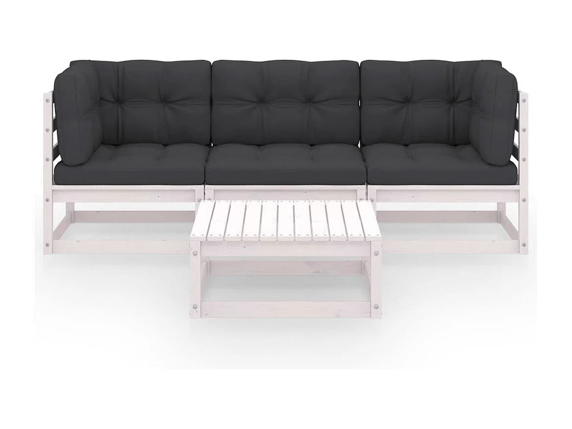 Salon de jardin 4 pcs avec coussins Bois de pin massif BE62266