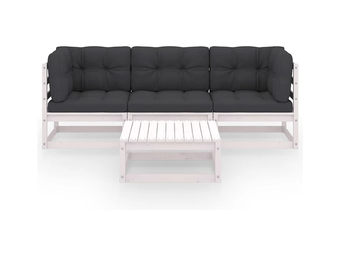 4-tlg. Garten-Sitzgruppe: Sofa + Tisch | Garten-Lounge-Set mit Kissen Kiefer Massivholz -GKD146053