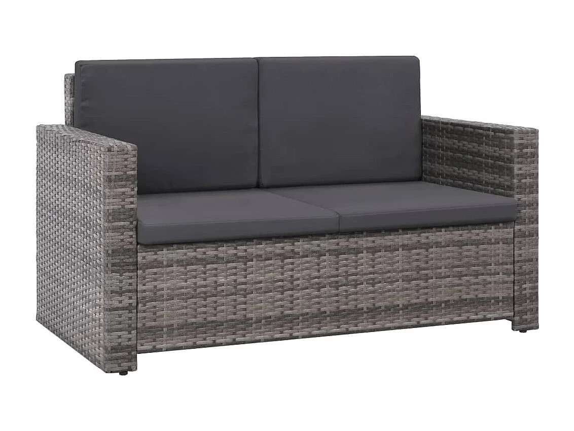 2-tlg. Garten-Sitzgruppe | Garten-Lounge-Set mit Auflagen Poly Rattan Grau -GKD996190