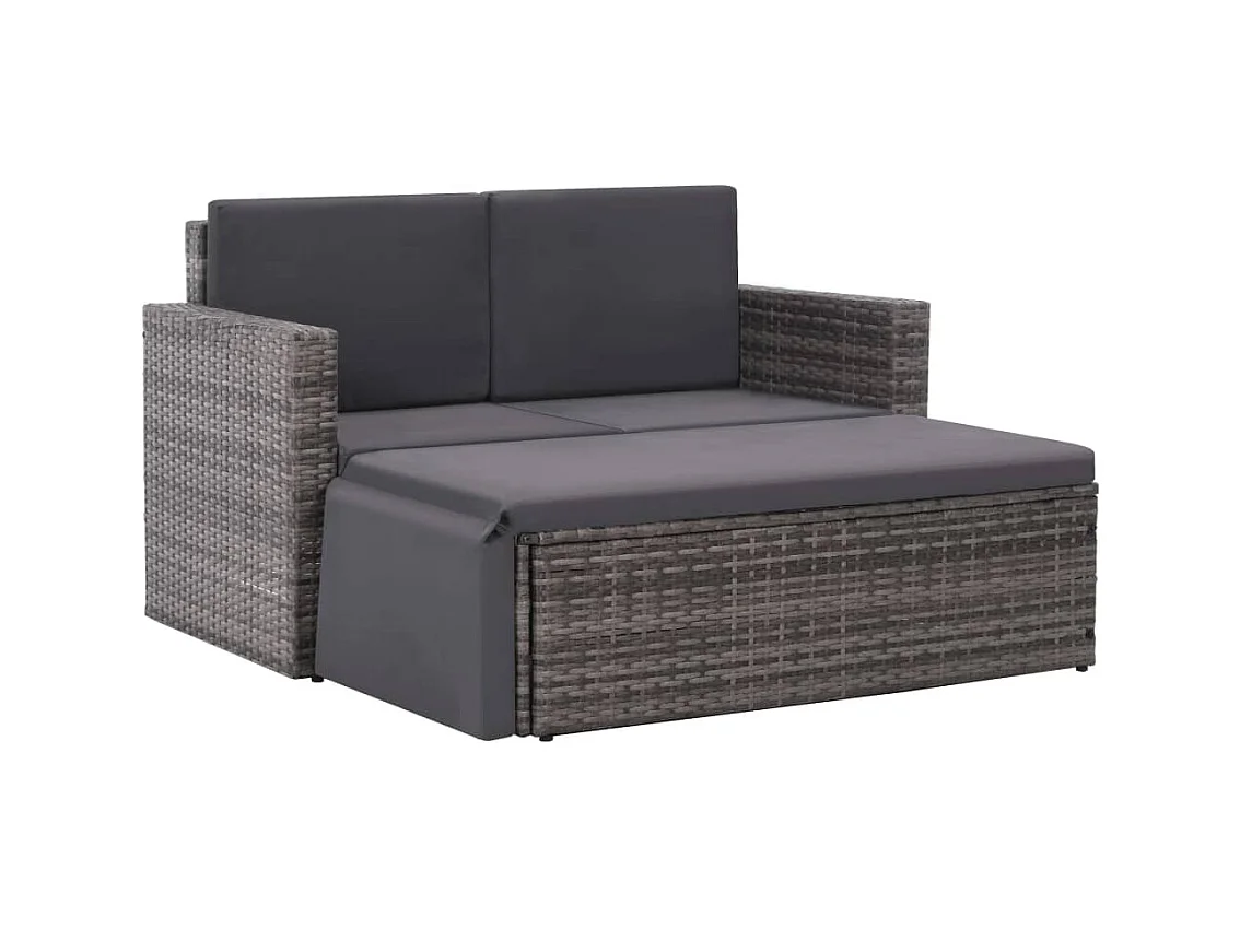 Salon de jardin 2 pcs avec coussins Résine tressée Gris BE99543