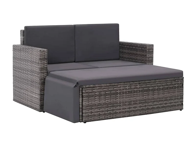 2 pzas Salón de jardín y cojines ratán sintético gris ES94525