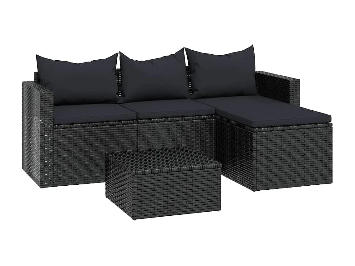 Loungeset poly rattan zwart NL45470
