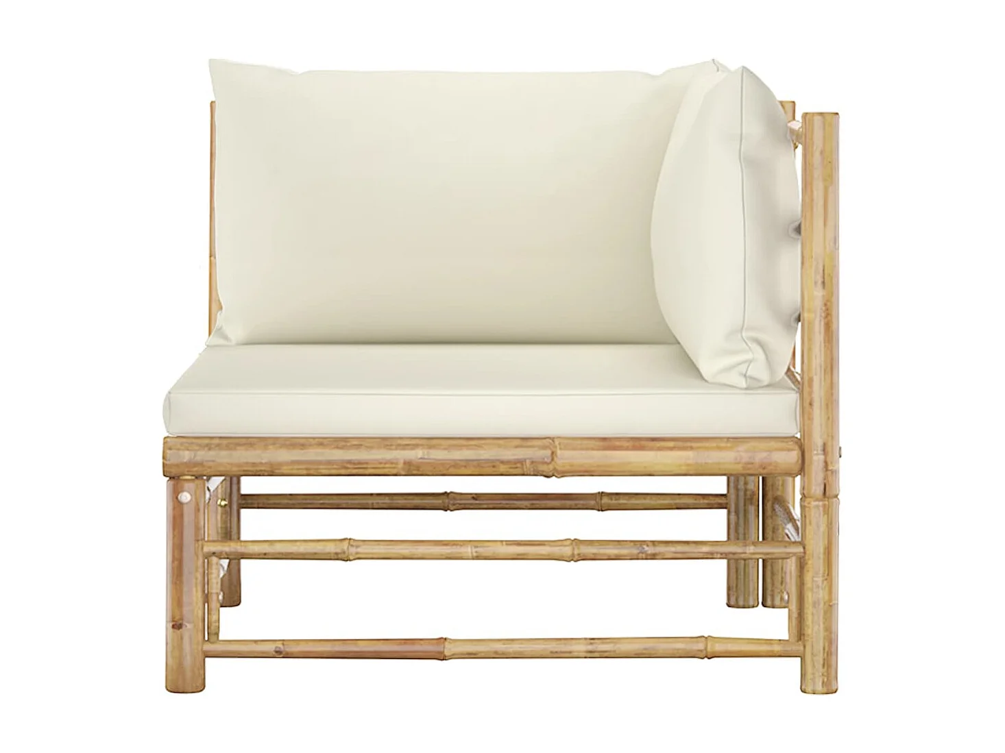 Salon de jardin 2 pcs avec coussins blanc crème Bambou BE51962