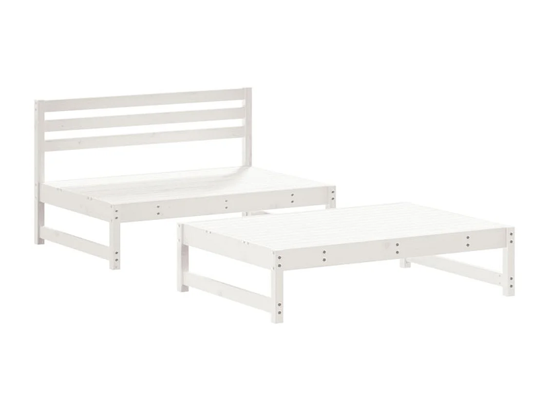 Salon de jardin 2 pcs blanc bois de pin massif BE16147