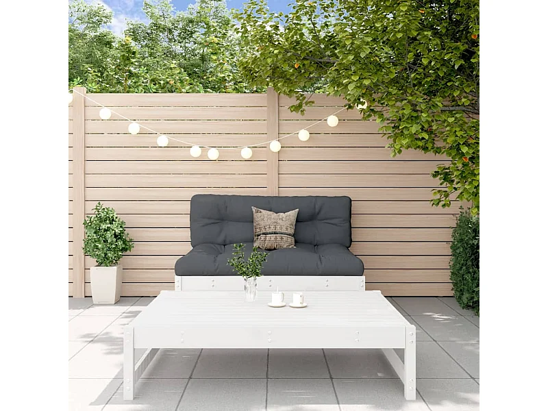 Salon de jardin 2 pcs blanc bois de pin massif BE16147