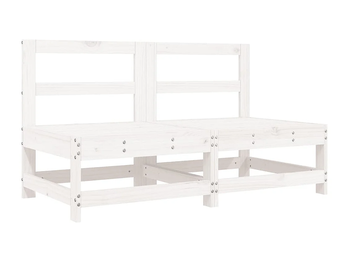 Salon de jardin 6 pcs Blanc Bois de pin massif BE66344