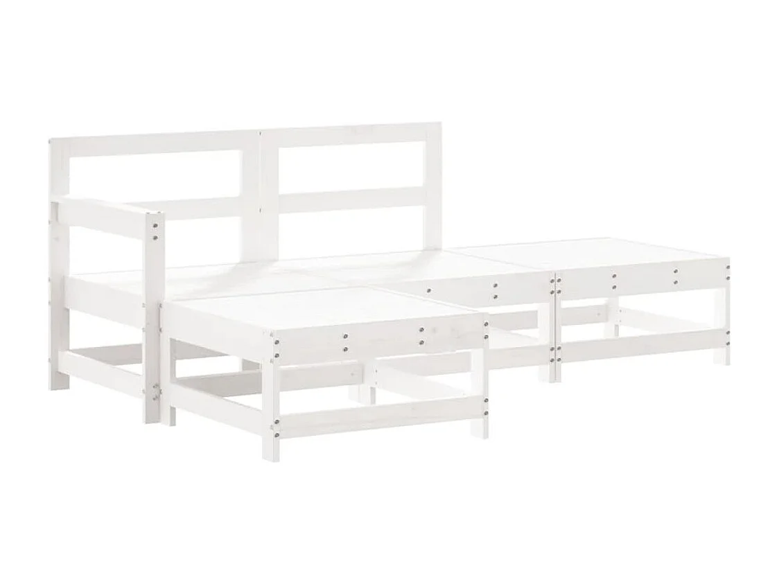 Salon de jardin 4 pcs blanc bois de pin massif BE91069