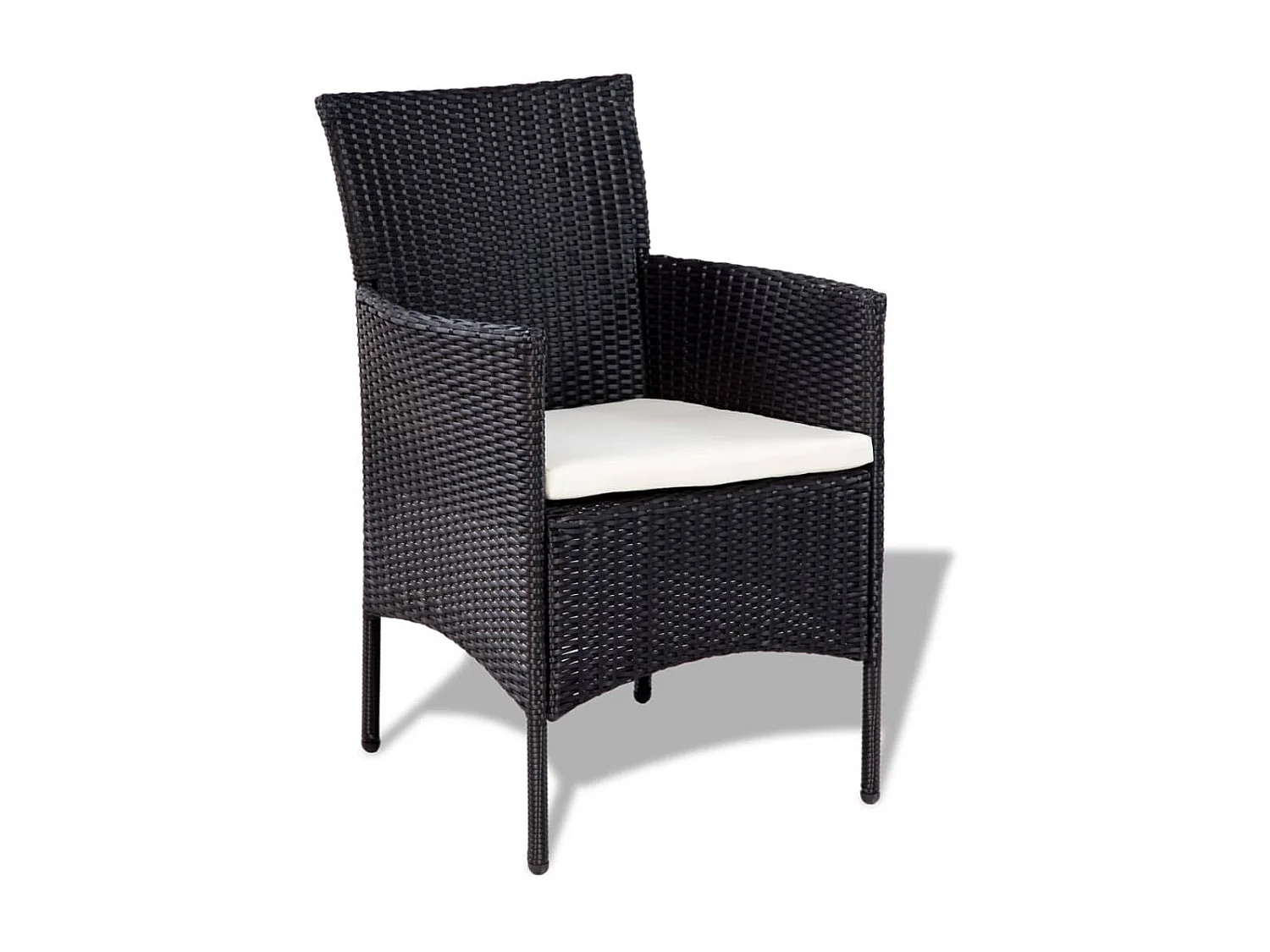 4-tlg. Garten-Sitzgruppe: Sofa + Tisch | Garten-Lounge-Set mit Auflagen Poly Rattan Schwarz -GKD722551