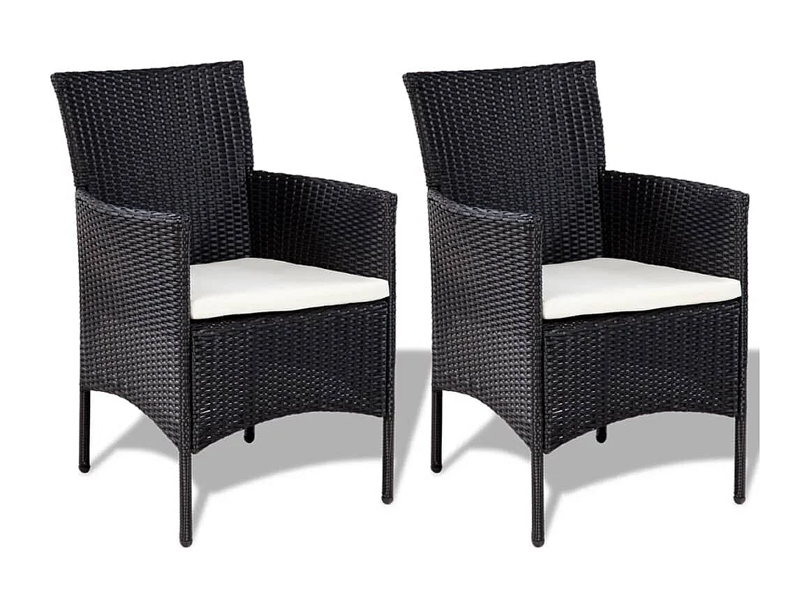 4 pcs conjunto lounge de jardim c/ almofadões vime PE preto PT62007