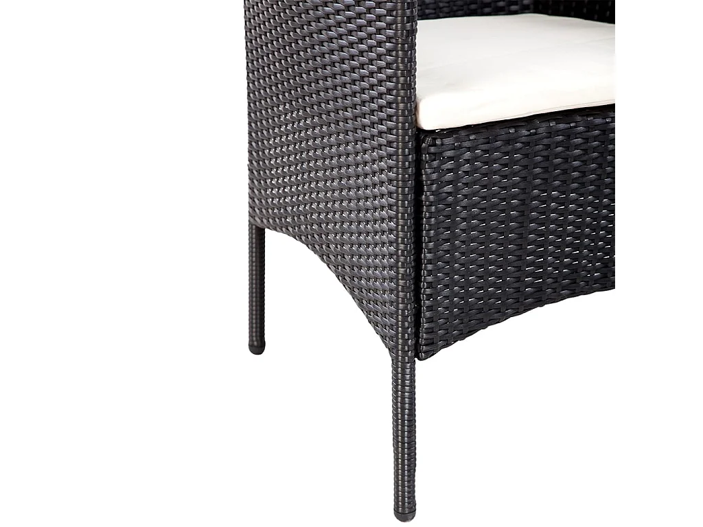 4 pcs conjunto lounge de jardim c/ almofadões vime PE preto PT62007