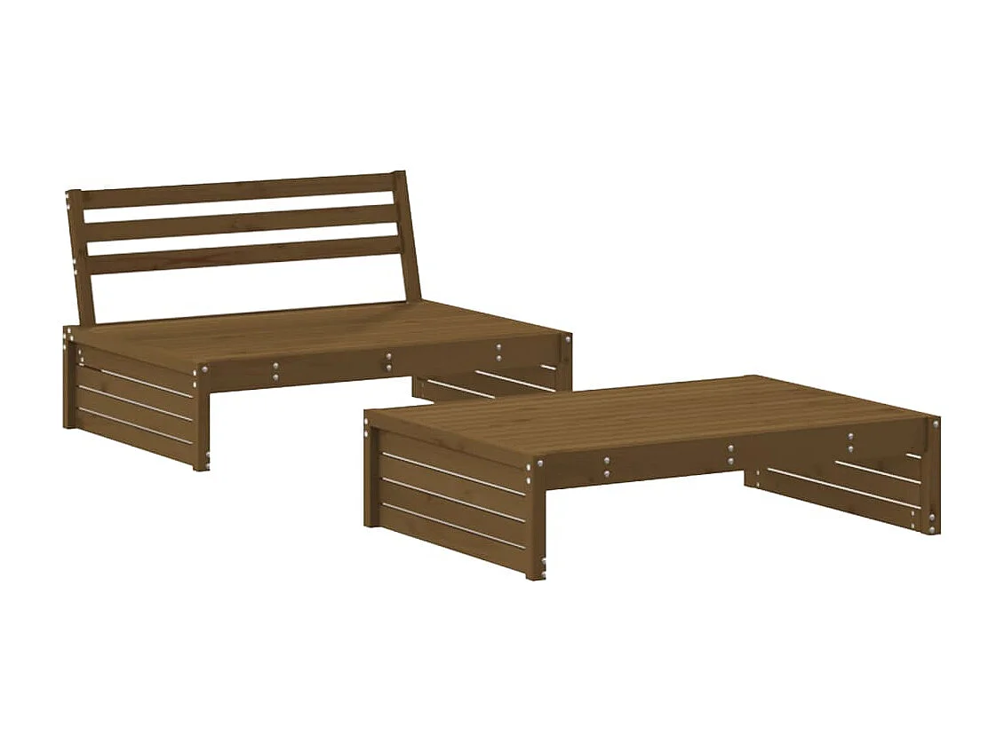 2-tlg. Garten-Sitzgruppe: Sofa + Tisch | Garten-Lounge-Set mit Kissen Honigbraun Massivholz -GKD651888