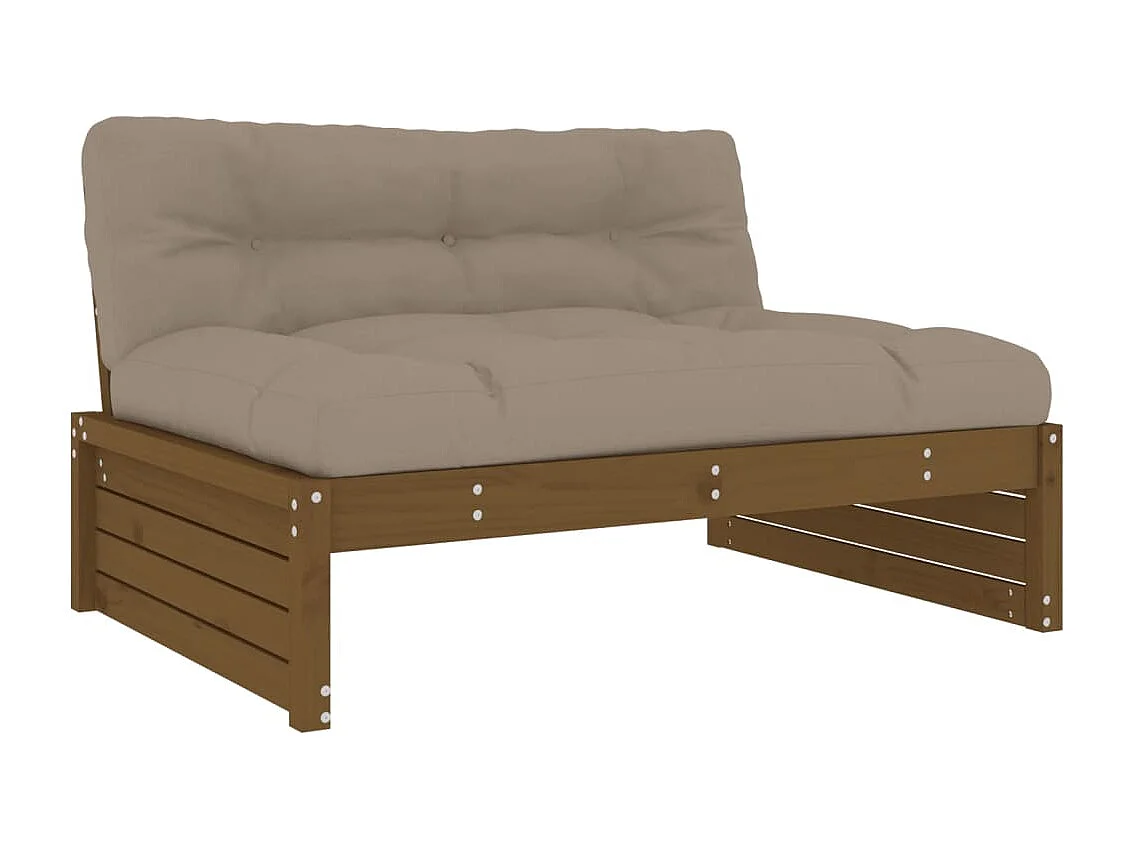 2-tlg. Garten-Sitzgruppe: Sofa + Tisch | Garten-Lounge-Set mit Kissen Honigbraun Massivholz -GKD651888
