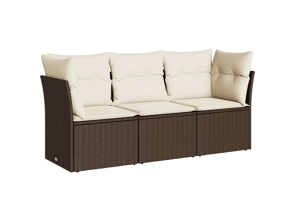 Salon de jardin avec coussins 3 pcs marron résine tressée BE77404