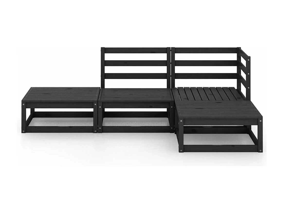 4-delige Loungeset massief grenenhout zwart NL41591