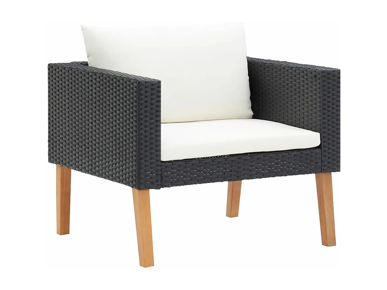 Salon de jardin 3 pcs avec coussins Résine tressée Noir BE32552