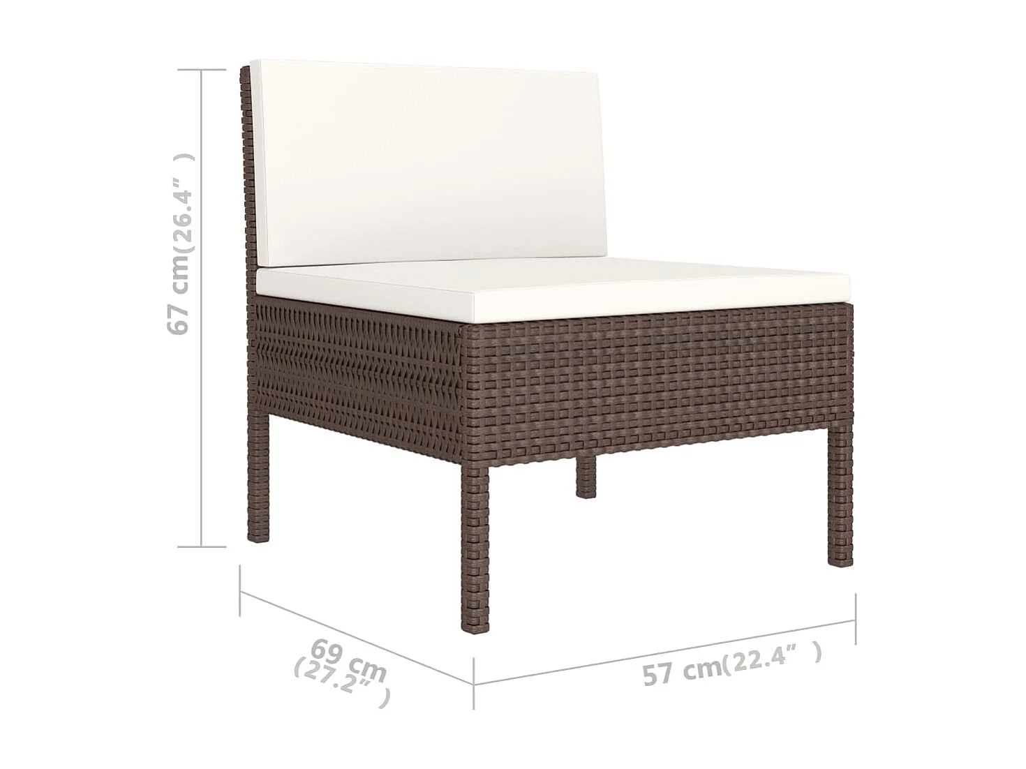 6-delige Loungeset met kussens poly rattan bruin NL88222