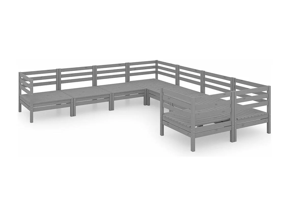 8-tlg. Garten-Sitzgruppe | Garten-Lounge-Set Massivholz Kiefer Grau -GKD282853