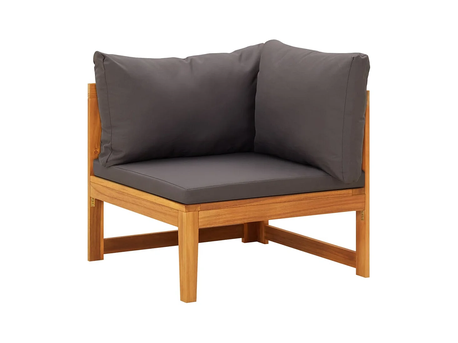 3-tlg. Garten-Sitzgruppe: Sofa + Tisch | Garten-Lounge-Set mit Dunkelgrauen Kissen Massivholz Akazie -GKD304687