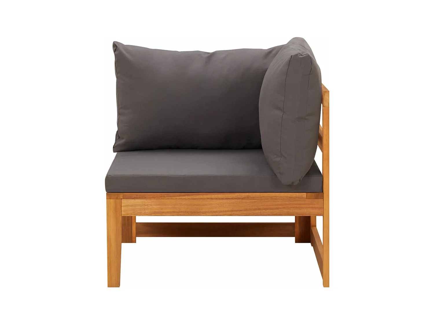 3-tlg. Garten-Sitzgruppe: Sofa + Tisch | Garten-Lounge-Set mit Dunkelgrauen Kissen Massivholz Akazie -GKD304687