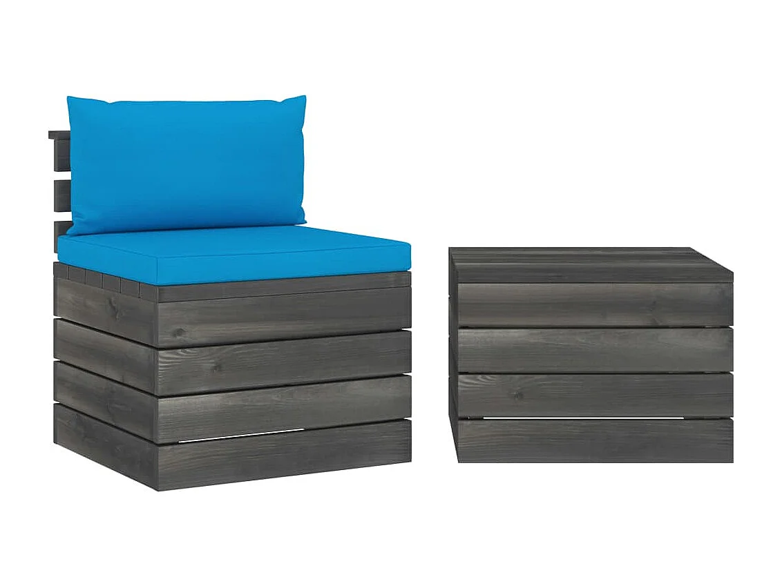 2 pcs conjunto lounge de paletes com almofadões pinho maciço PT846908