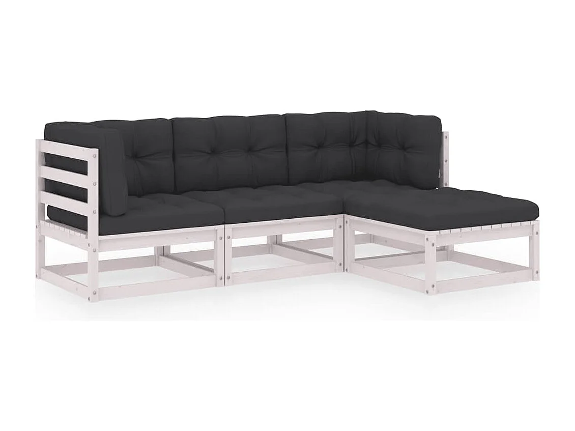 4-tlg. Garten-Sitzgruppe | Garten-Lounge-Set mit Kissen Kiefer Massivholz -GKD904528