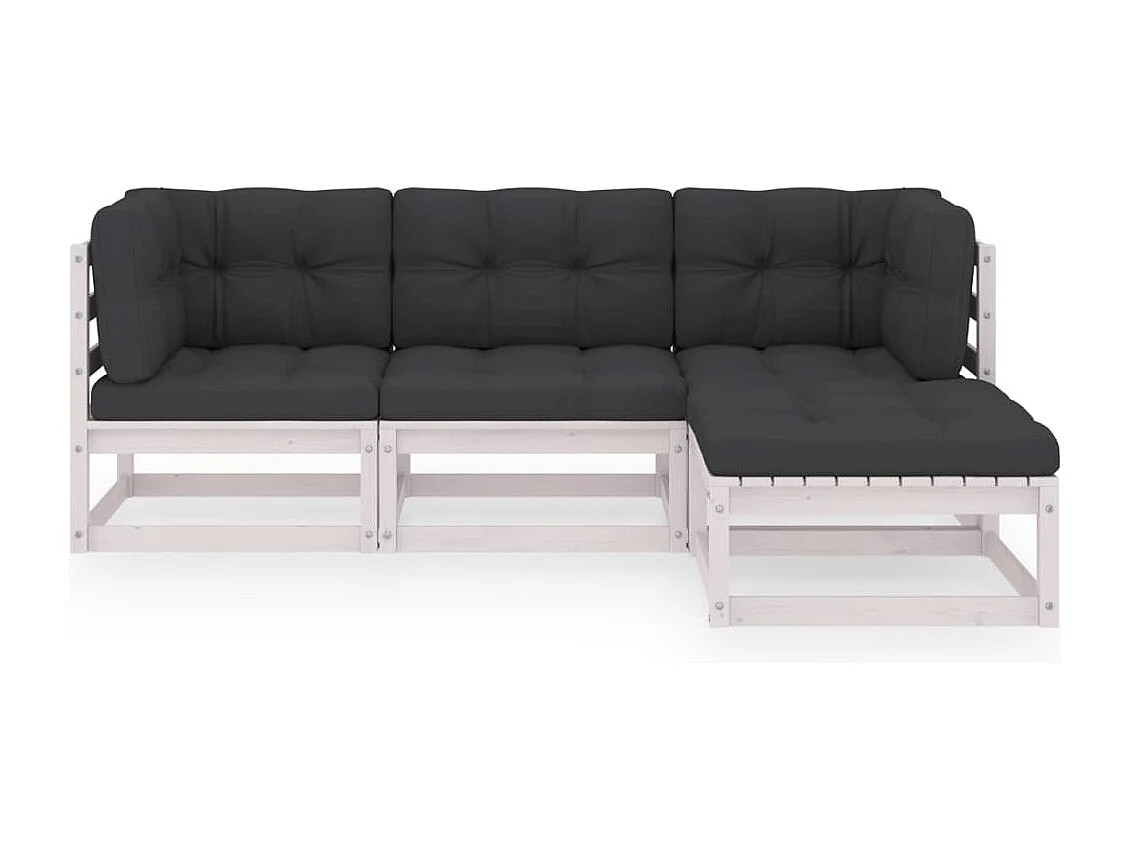 4-delige Loungeset met kussens massief grenenhout NL15680