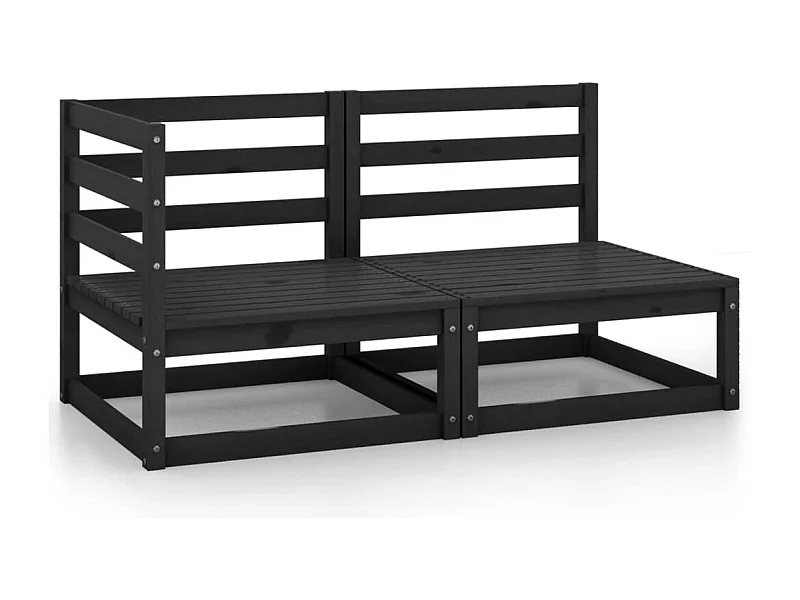 Salon de jardin 2 pcs noir bois de pin massif BE88236