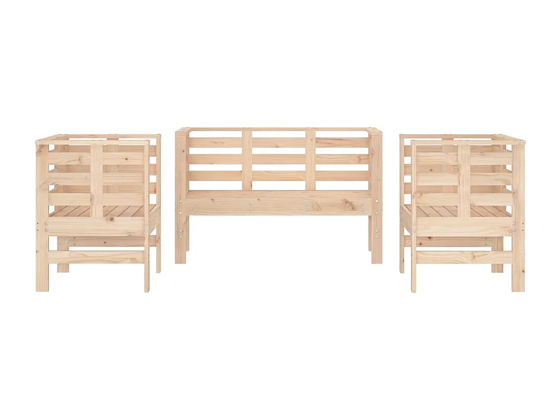 Salon de jardin 3 pcs bois massif de pin BE14218