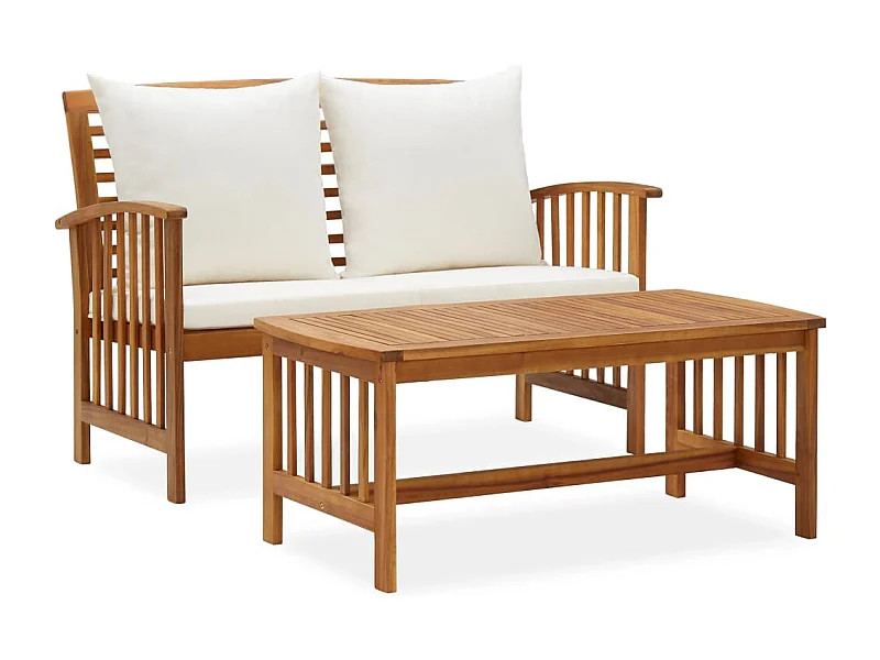 Salon de jardin 2 pcs avec coussins Bois d'acacia solide BE46114