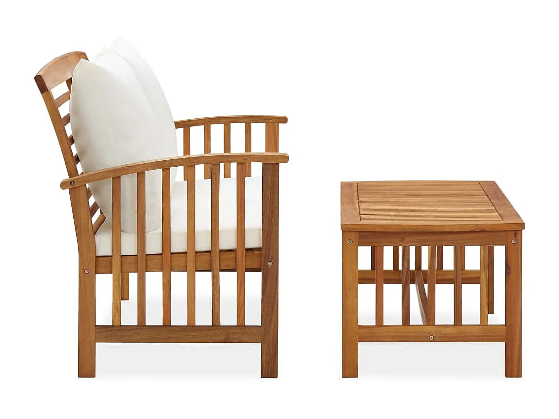 Salon de jardin 2 pcs avec coussins Bois d'acacia solide BE46114