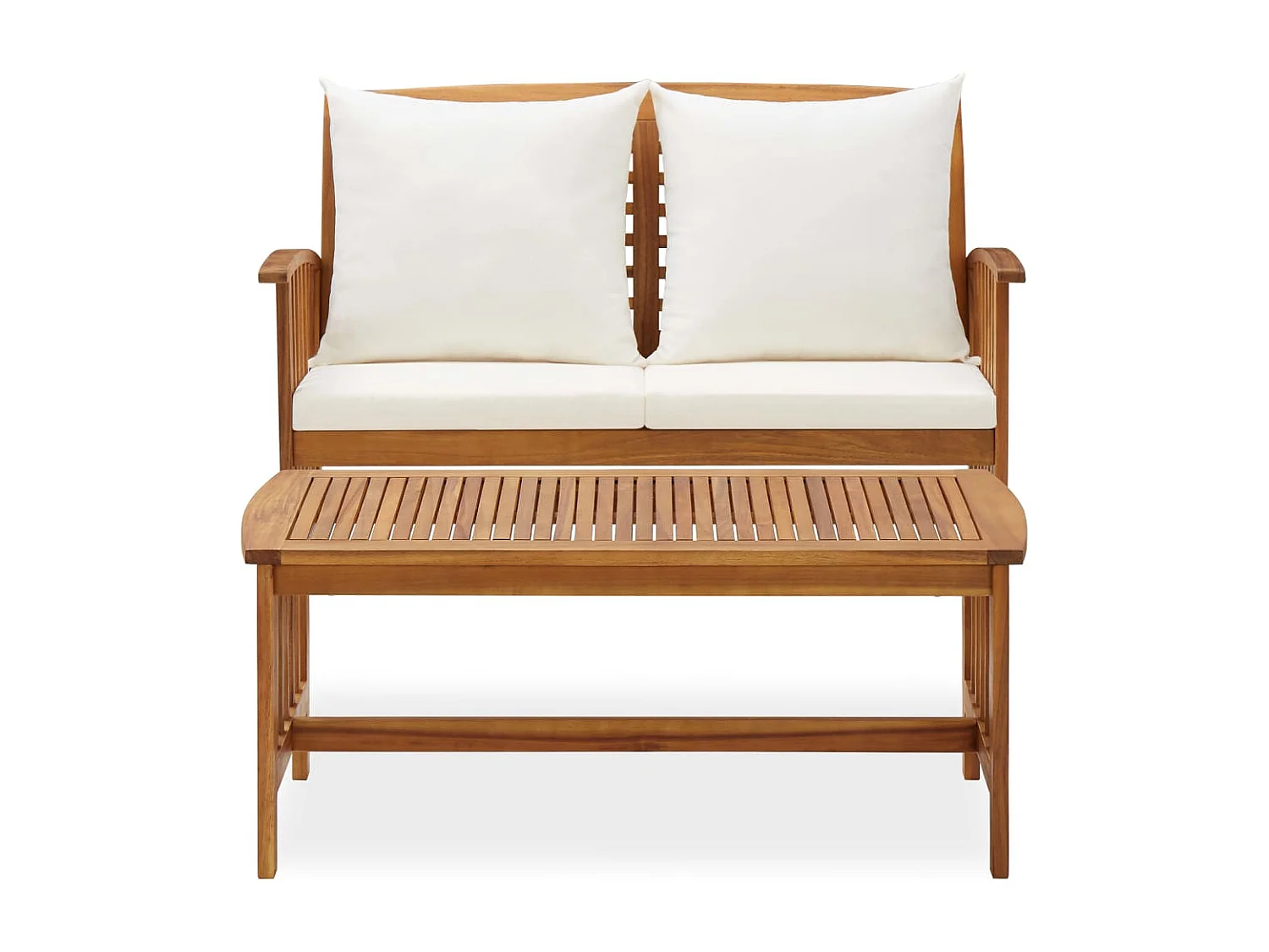 2-tlg. Garten-Sitzgruppe: Sofa + Tisch | Garten-Lounge-Set mit Kissen Massivholz Akazie -GKD628150