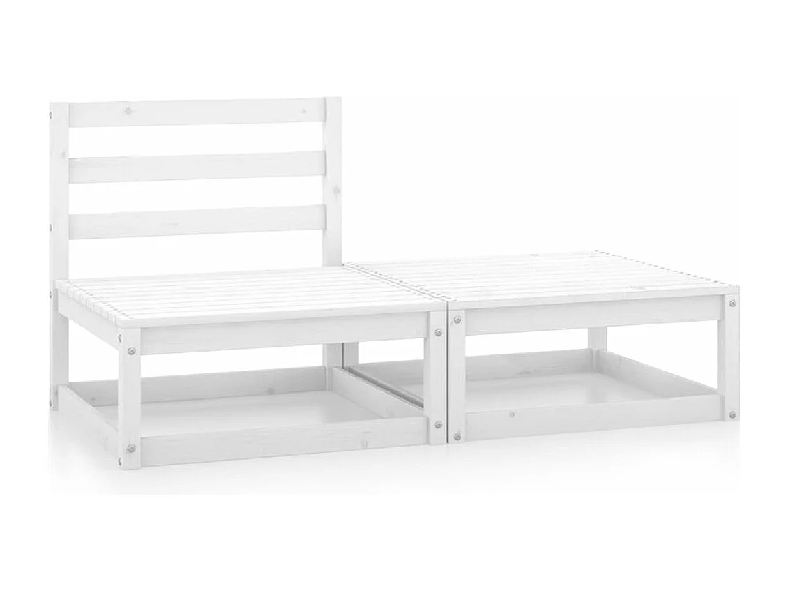 2-tlg. Garten-Sitzgruppe | Garten-Lounge-Set Weiß Kiefer Massivholz -GKD187423