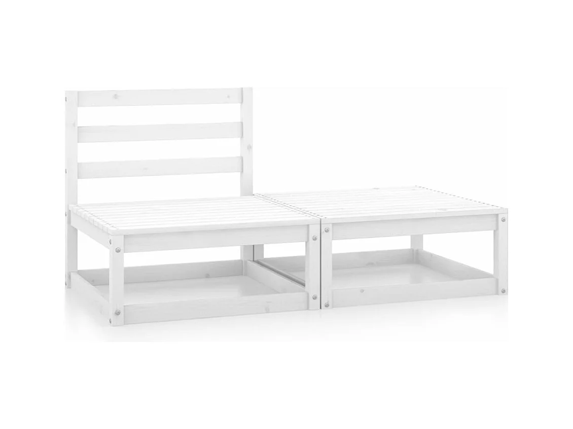 Salon de jardin 2 pcs Blanc Bois de pin massif BE54694