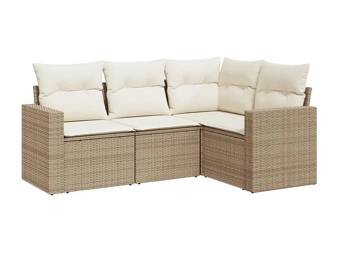 Salon de jardin avec coussins 4 pcs beige résine tressée SSG11790